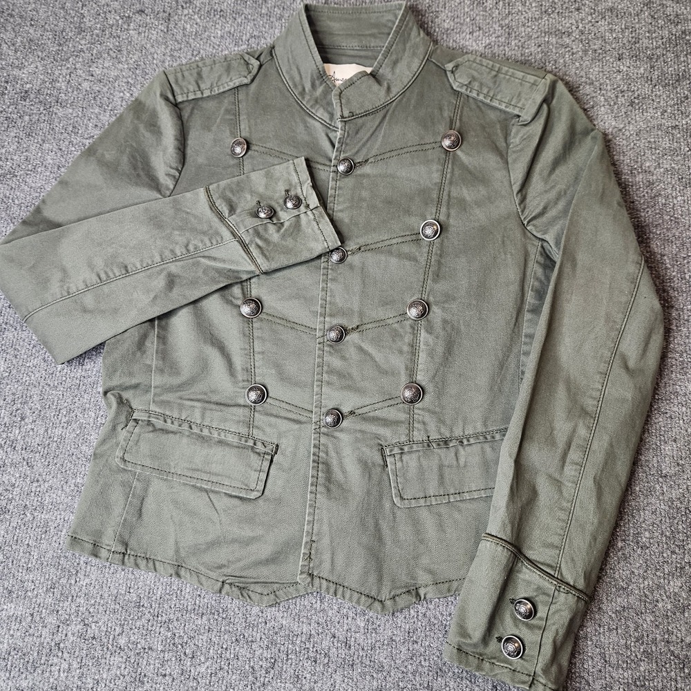American Rag Napoleon Military Jacket Olive Green Size Medium Embossed Button